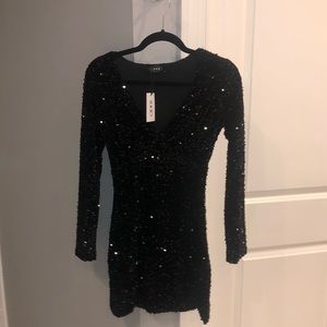 Cider Black Sequin Dress